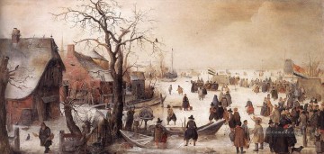  e - Winter Szene auf einem Kanal Hendrick Avercamp